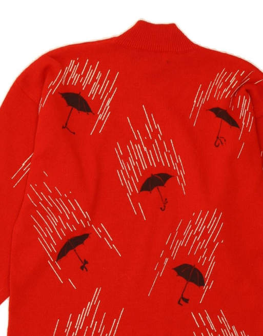 Vintage Abstract Pattern Turtle Neck Jumper Sweater UK 16 Large In Red, 4 of 4