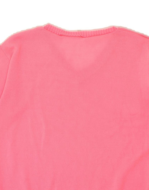 Vintage Abstract Pattern V-neck Jumper Sweater UK 14 Large In Pink, 4 of 4