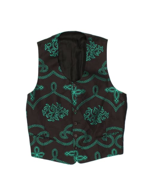 Vintage Abstract Pattern Waistcoat Medium In Black