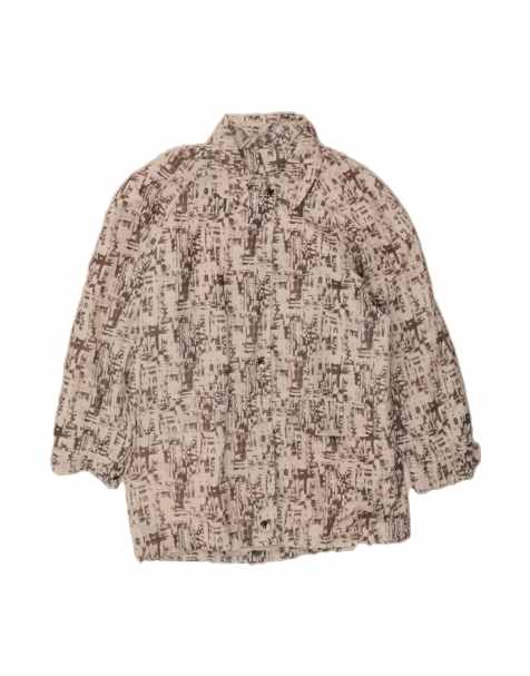 Vintage Abstract Pattern Windbreaker Coat EU 44 XL In Beige - view 1