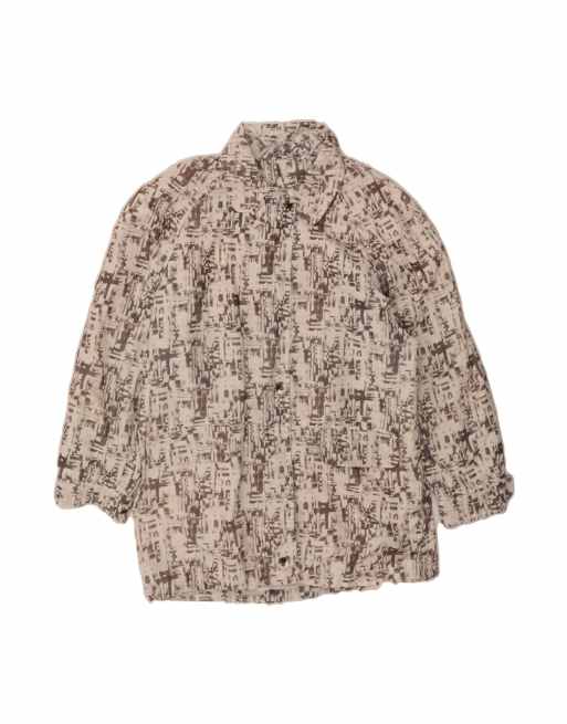 Vintage Abstract Pattern Windbreaker Coat EU 44 XL In Beige