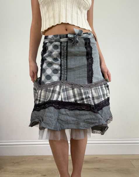 Vintage abstract polka dot print midi skirt - view 1