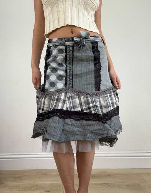 Vintage abstract polka dot print midi skirt