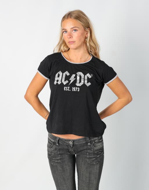 Vintage ACDC M baby tee in black