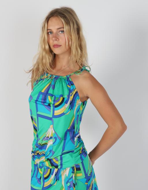 Vintage Acqua & Sale S printed woven mini dress in light green, 4 of 4