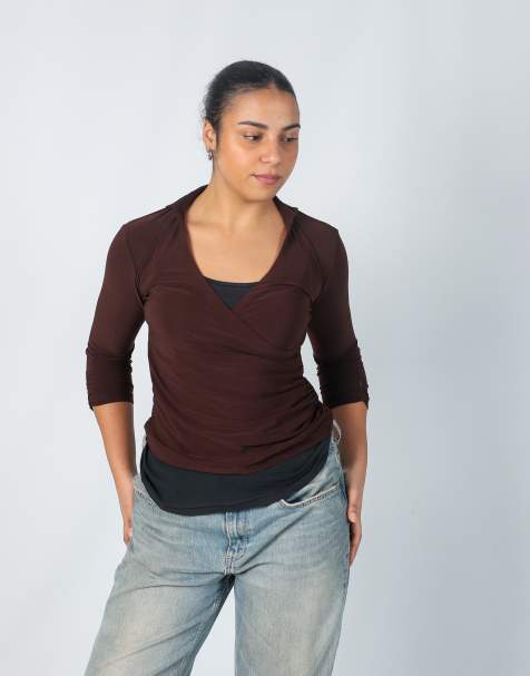 Vintage Adolfo Dominguez M long sleeve top in brown - view 1