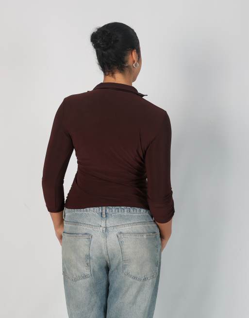 Vintage Adolfo Dominguez M long sleeve top in brown, 2 of 4