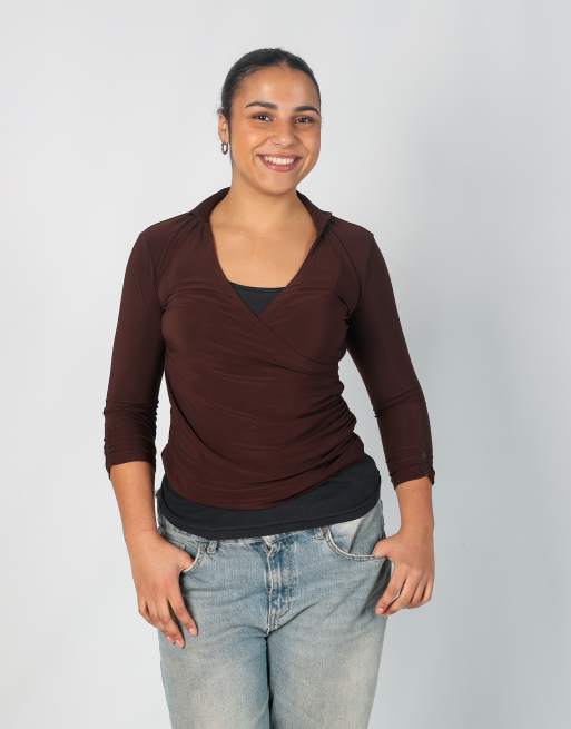 Vintage Adolfo Dominguez M long sleeve top in brown, 3 of 4