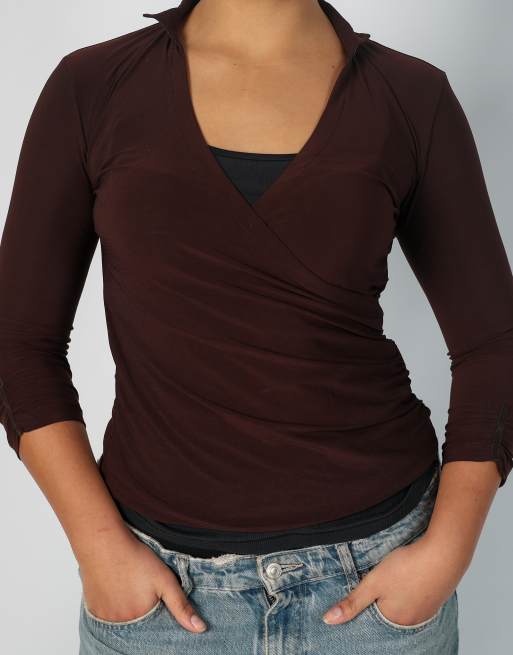 Vintage Adolfo Dominguez M long sleeve top in brown, 4 of 4