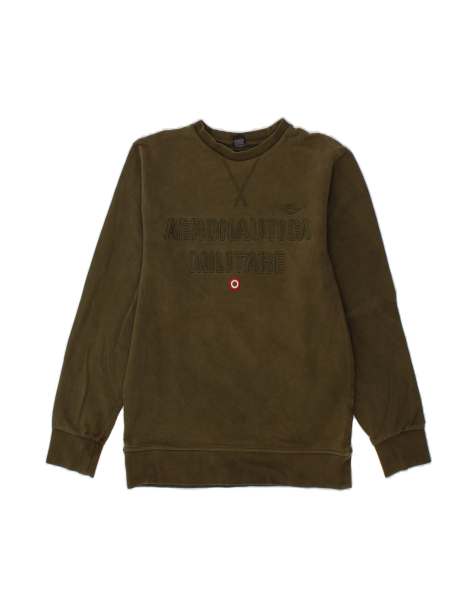 Vintage Aeronautica Militare Graphic Sweatshirt Jumper Medium In Khaki - view 1