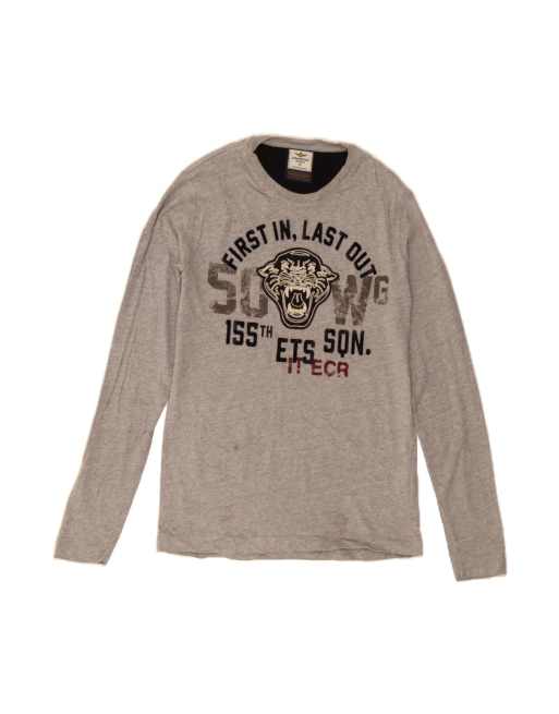 Vintage Aeronautica Militare Graphic Top Long Sleeve Medium In Grey