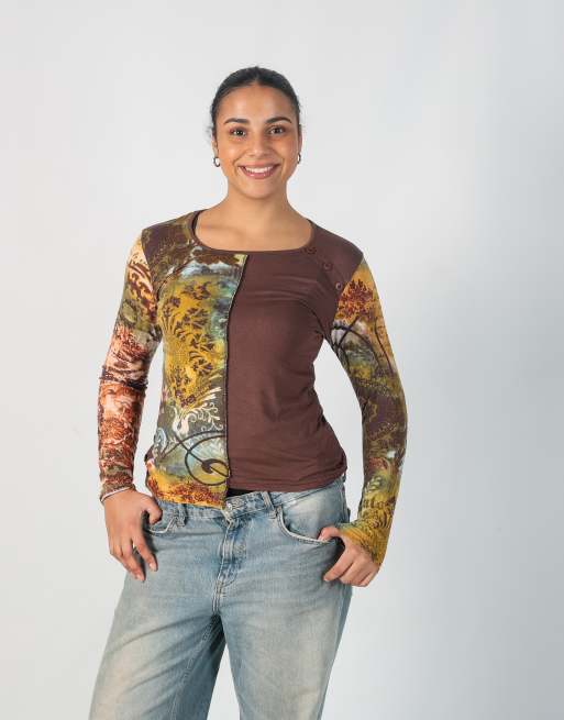 Vintage Affinites M long sleeve top in brown