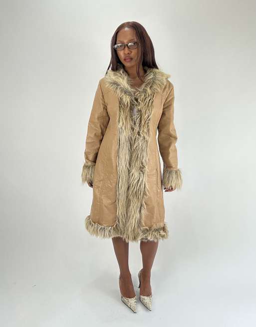 Vintage afghan style coat in tan