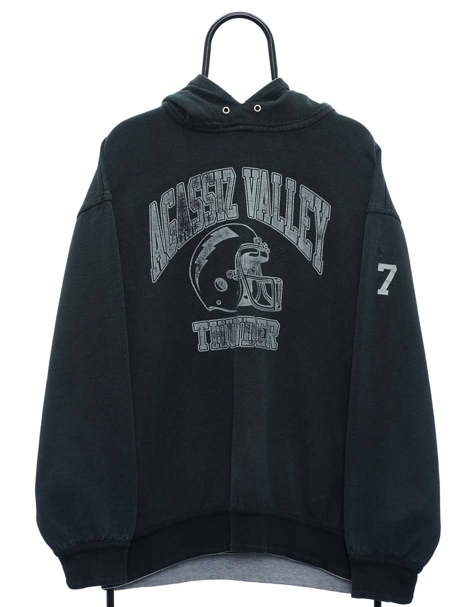 Vintage Agassiz Valley Thunder Size XL Hoodie Graphic In Black
