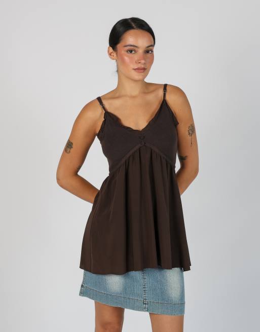 Vintage Agatha S woven top in brown