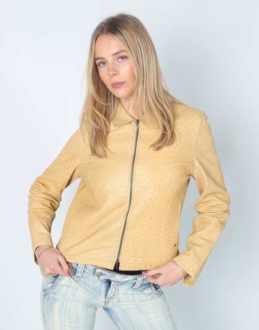 Vintage Aigner S leather jacket in tan