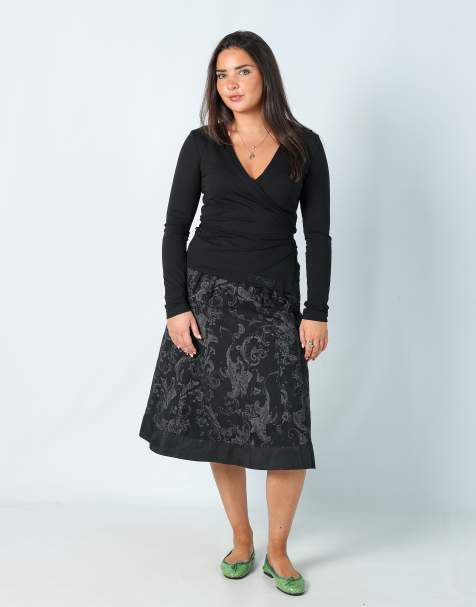 Vintage AirField M woven midi skirt in black - view 1