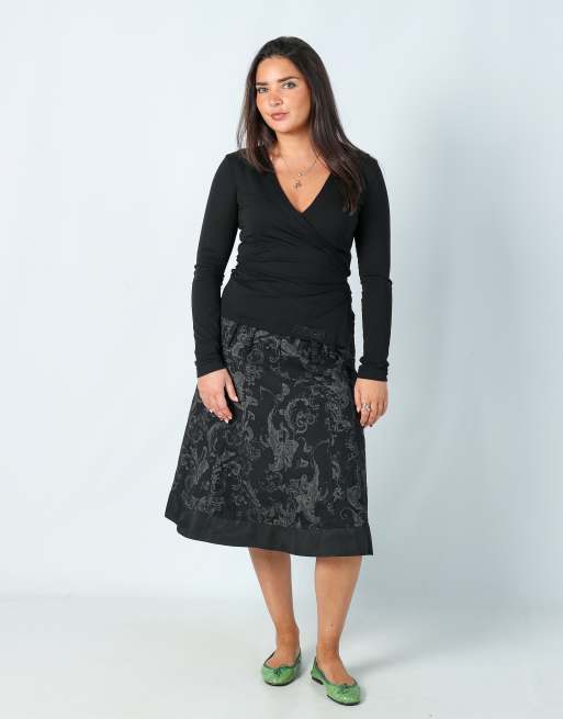 Vintage AirField M woven midi skirt in black