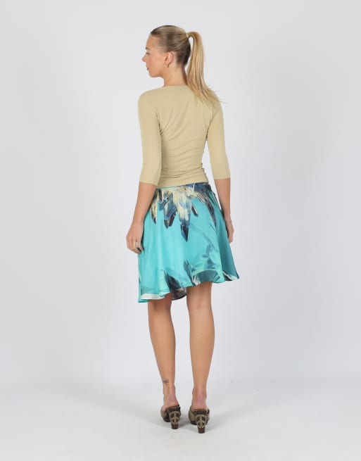Vintage Alan Red S woven midi skirt in turquoise