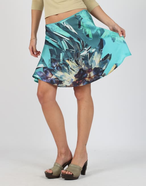 Vintage Alan Red S woven midi skirt in turquoise, 3 of 4