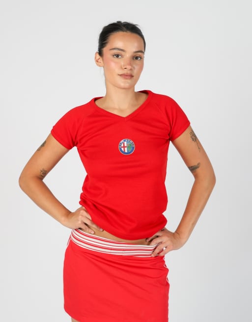 Vintage Alfa Romeo S baby tee in red