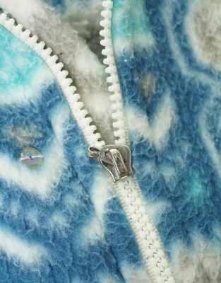 Vintage alfred dunner size m fleece in blue pattern in mid blue