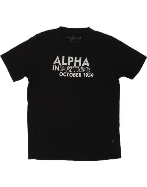 Vintage Alpha Industries Size 2XL Graphic T-Shirt Top in Black