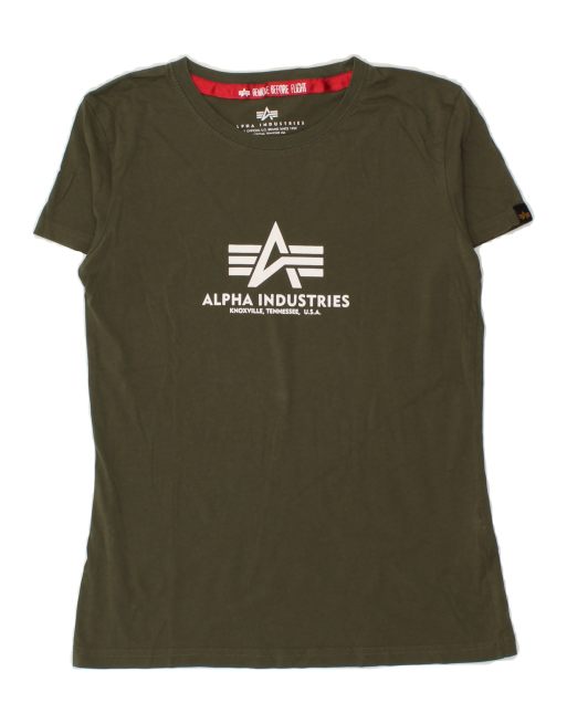 Vintage Alpha Industries Size S Graphic T-Shirt Top in Green