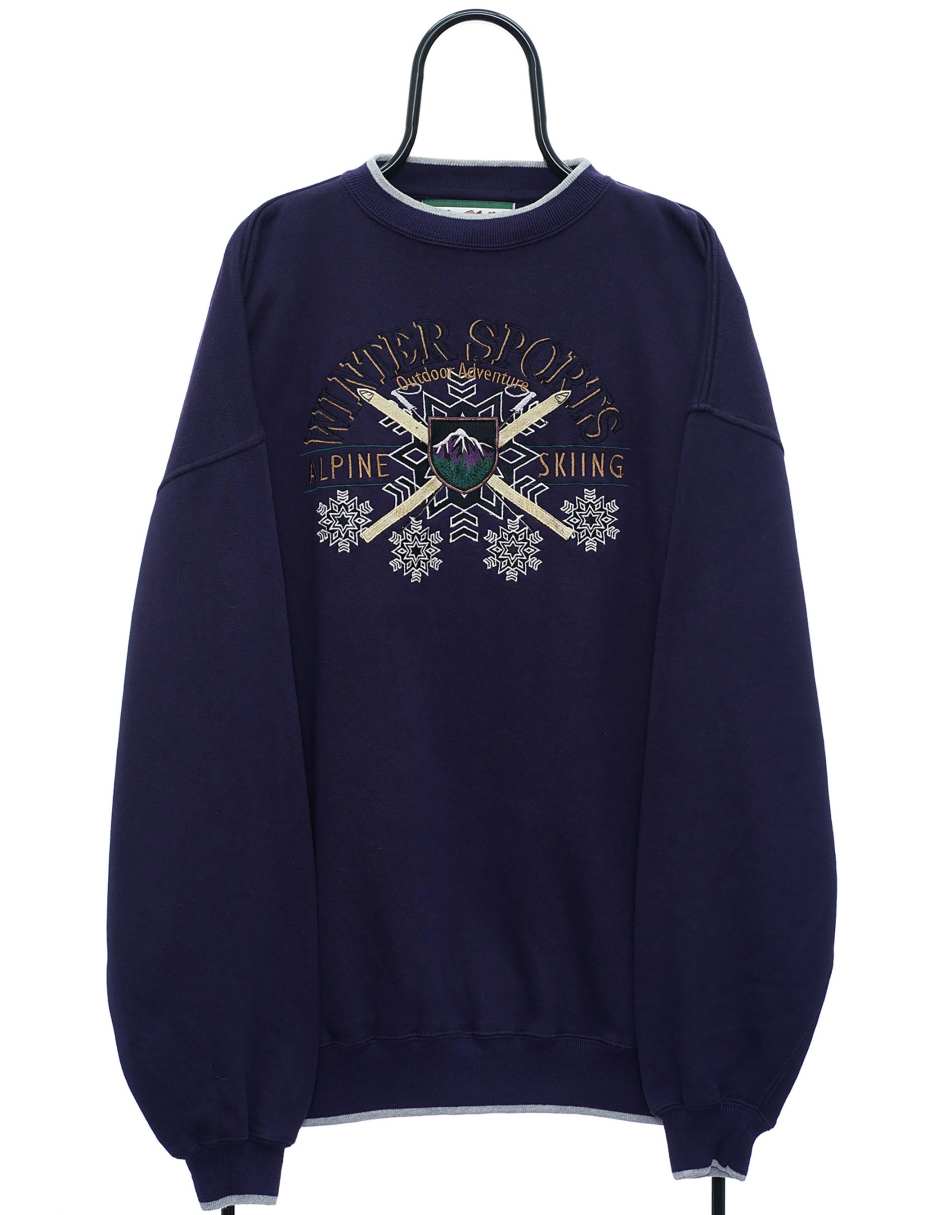 Vintage Alpine Skiing Size 2XL Sweatshirt In Purple