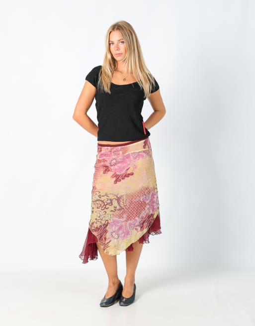 Vintage Amarissima M woven midi skirt in pink