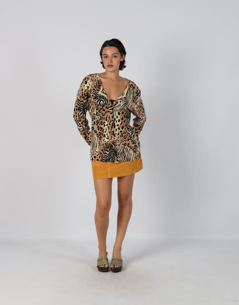 Vintage american eagle S woven mini skirt in mustard yellow - view 1