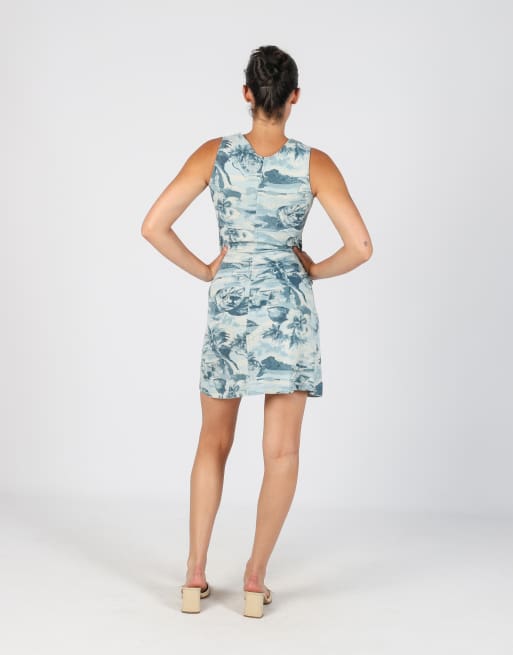 Vintage American Place S woven midi dress in light blue, 3 of 4
