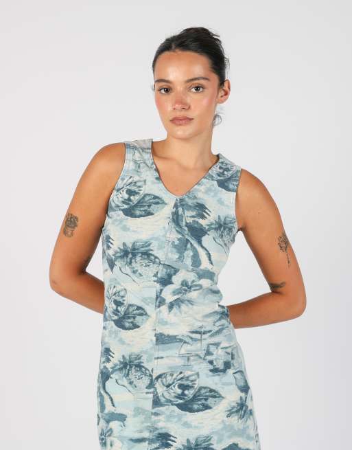 Vintage American Place S woven midi dress in light blue, 4 of 4
