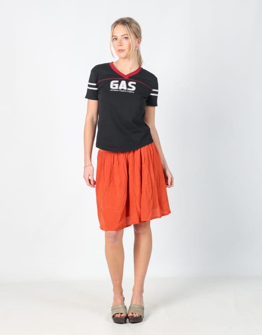 Vintage American Vintage XS woven midi skirt in orange, 1 of 4