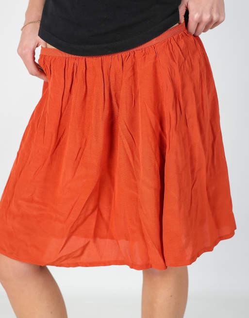 Vintage American Vintage XS woven midi skirt in orange, 4 of 4
