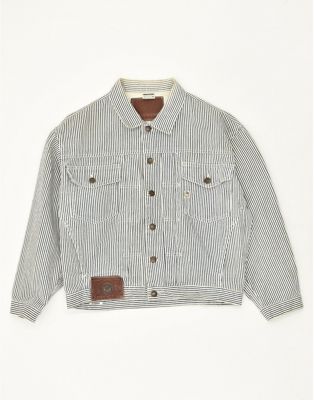 Vintage Americanino Size M Striped Denim Jacket in Grey