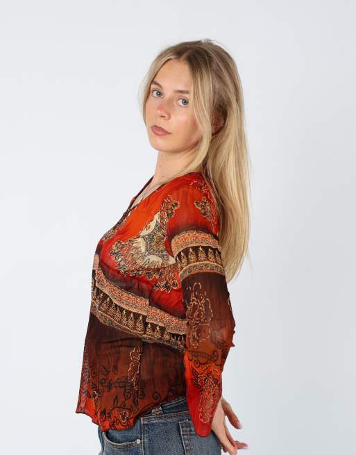 Vintage Amisu S Mesh Top Orange | ASOS