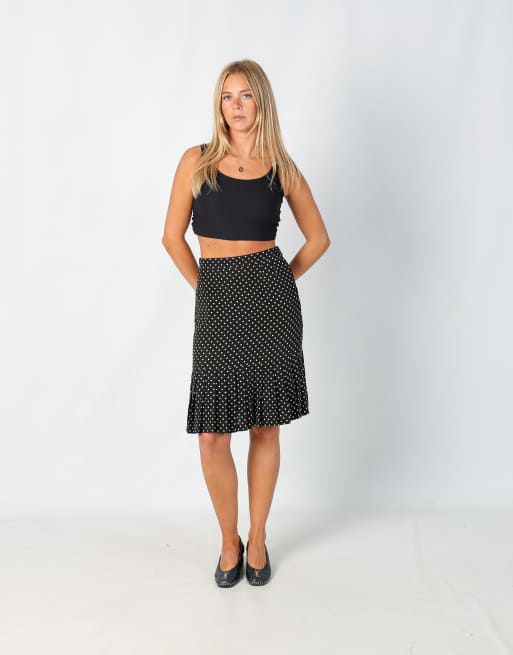 Vintage Amuleti 6 woven midi skirt in black