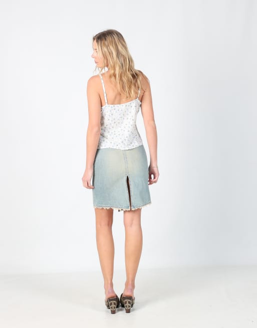 Vintage A.M.Y M denim mini skirt in blue, 3 of 4