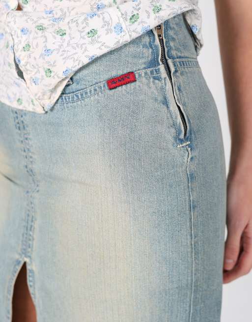 Vintage A.M.Y M denim mini skirt in blue, 4 of 4
