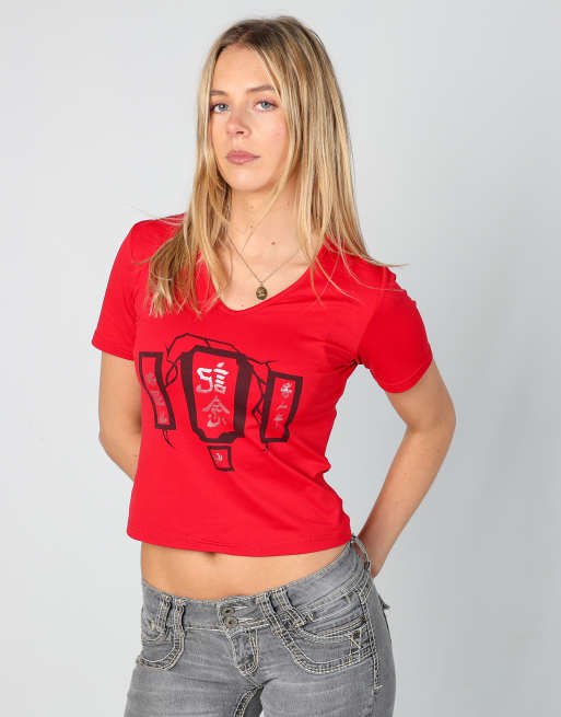 Vintage Andie Blackwood S baby tee in red