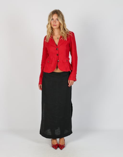 Vintage AndreaMare S woven maxi skirt in black, 1 of 4