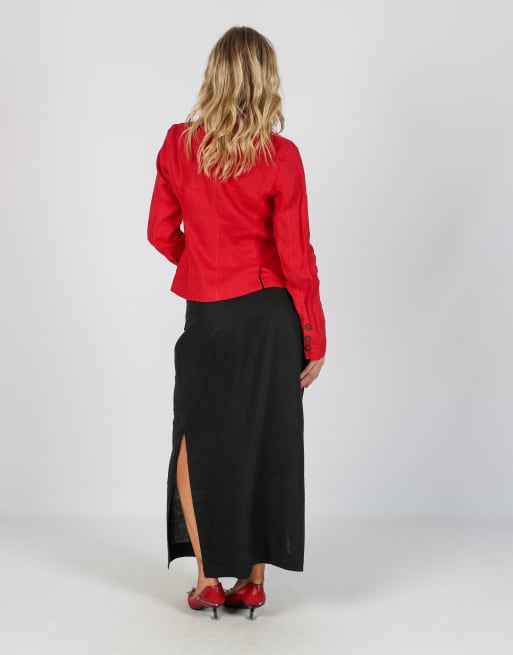 Vintage AndreaMare S woven maxi skirt in black, 3 of 4