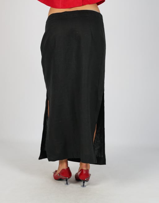 Vintage AndreaMare S woven maxi skirt in black, 4 of 4
