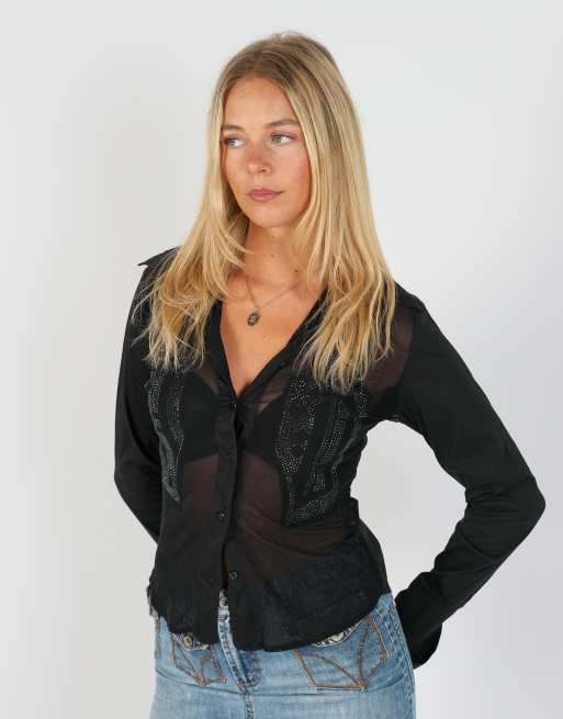 Vintage Angel Devil S blouse in black, 3 of 4