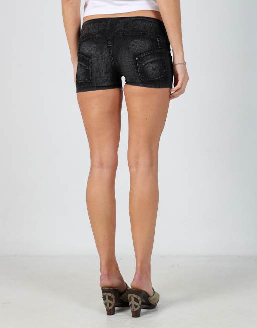 Vintage Angel Devil XS denim shorts in charcoal grey, 2 of 4