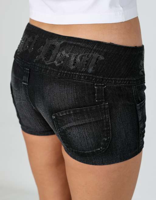 Vintage Angel Devil XS denim shorts in charcoal grey, 4 of 4
