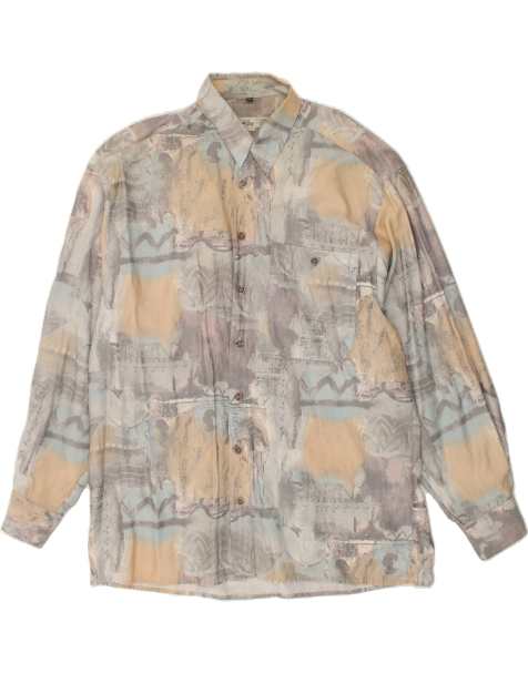 Vintage Angelo Litrico Size L Abstract Pattern Shirt in Grey - view 1