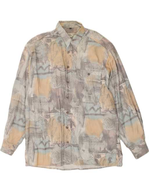 Vintage Angelo Litrico Size L Abstract Pattern Shirt in Grey