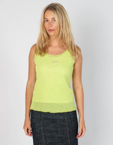 Vintage AnLu S mesh top in light green - view 1